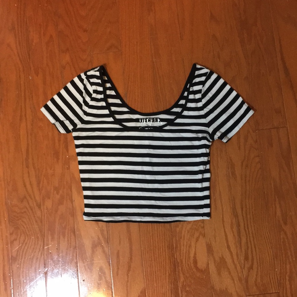 black and white striped crop top